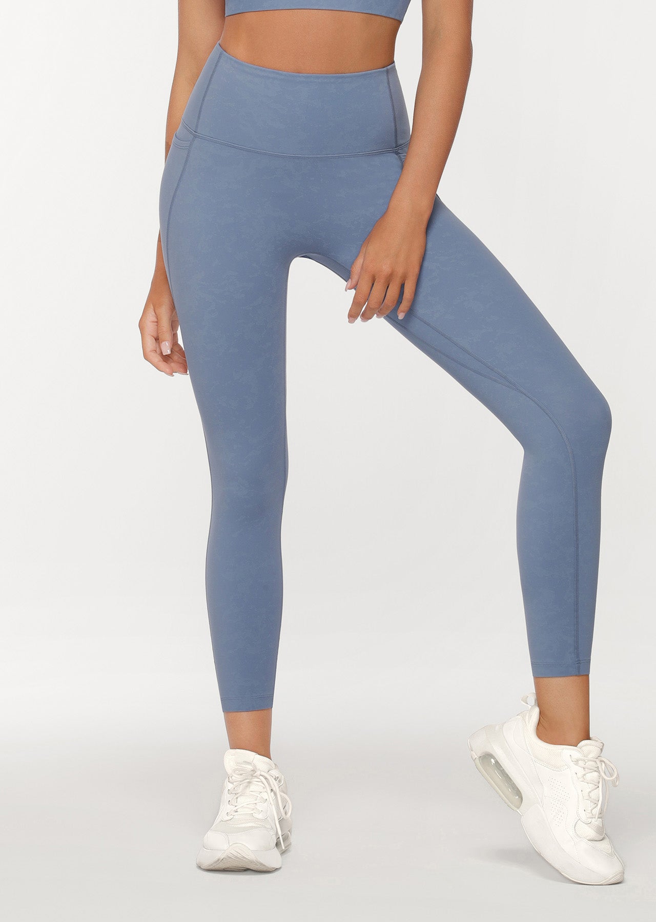 Lorna Jane Hi-Fold No Ride Ankle Biter Leggings - Misty Blue