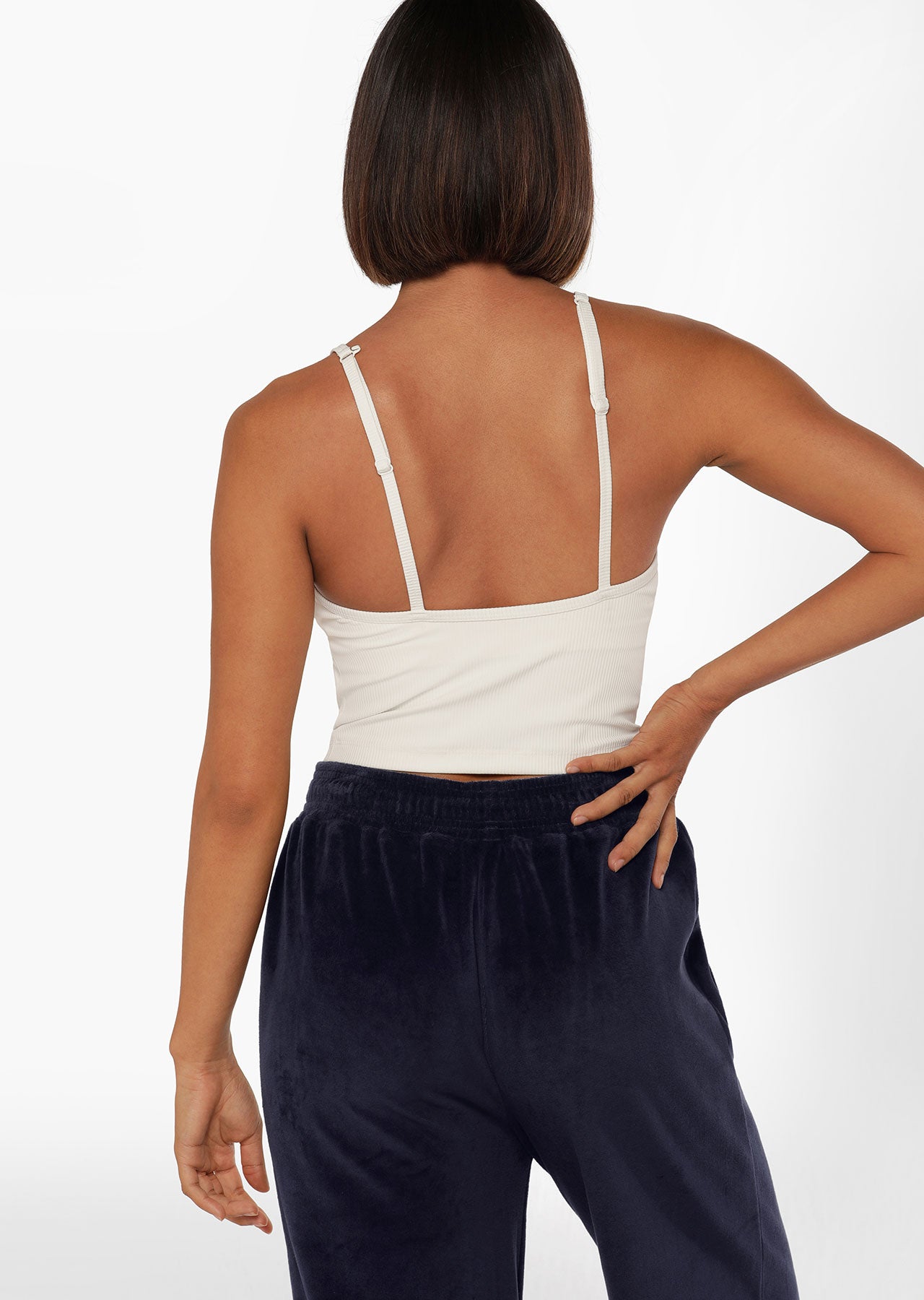 Lorna Jane Classic Rib Tank Bra Combo - Porcelain