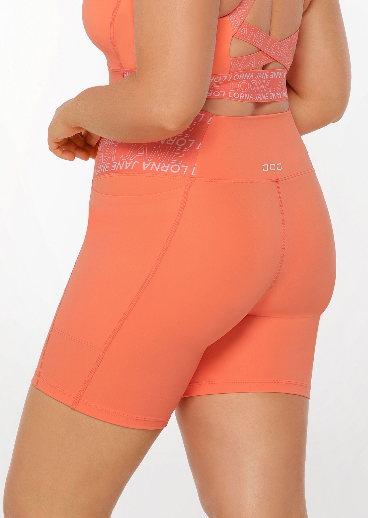 Lorna Jane Superior Phone Pocket Bike Shorts - Sunset Orange