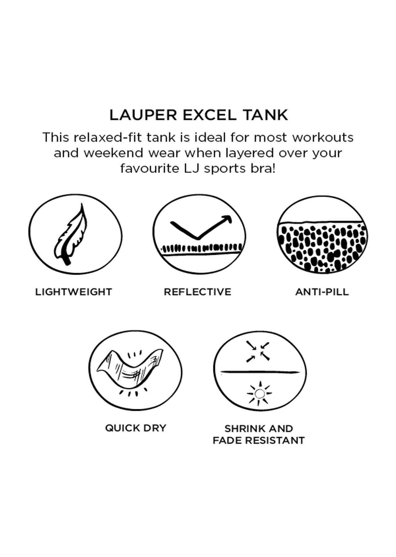 Lorna Jane Lauper Excel Tank - Black Marl Stripe