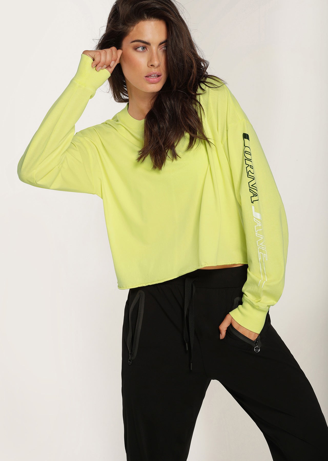 Lorna Jane Layer-Up Cropped Long Sleeve Tee - Citrus Pop