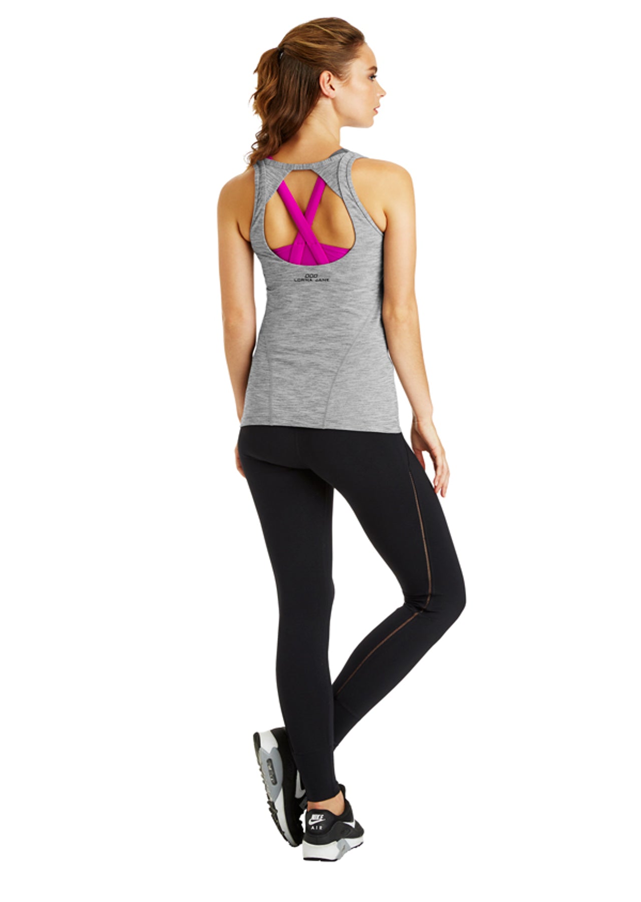 Lorna Jane Liberty Excel Tank - Mid Grey Marl Stripe