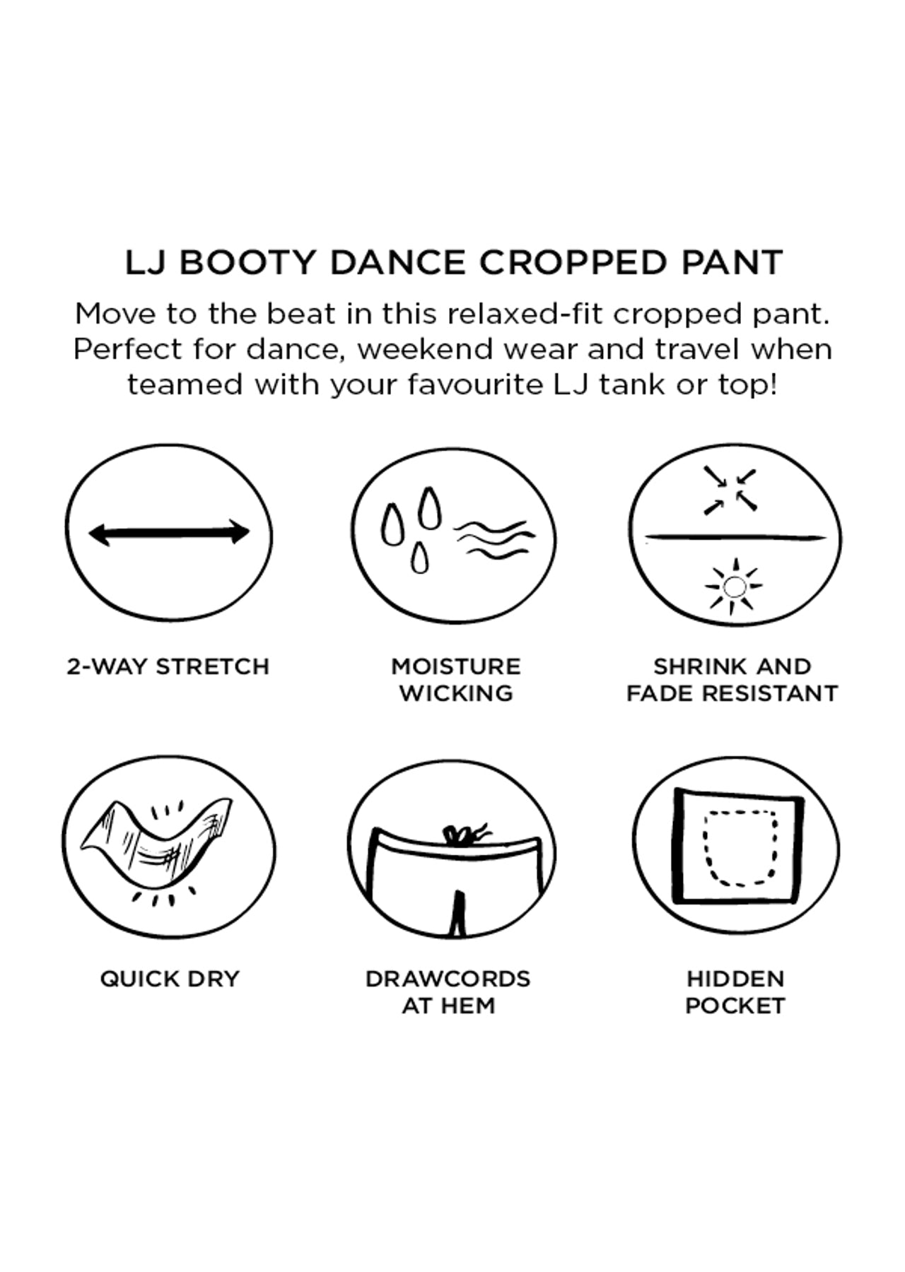 Lorna Jane LJ Booty Dance Cropped Pants - Black