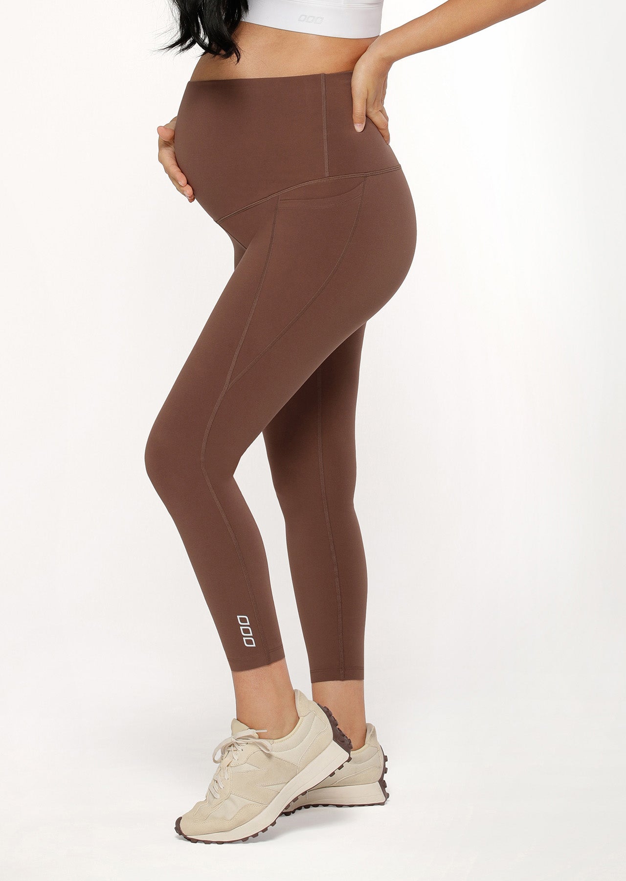 Lorna Jane LJ Maternity Phone Pocket Ankle Biter Leggings - Chocolate
