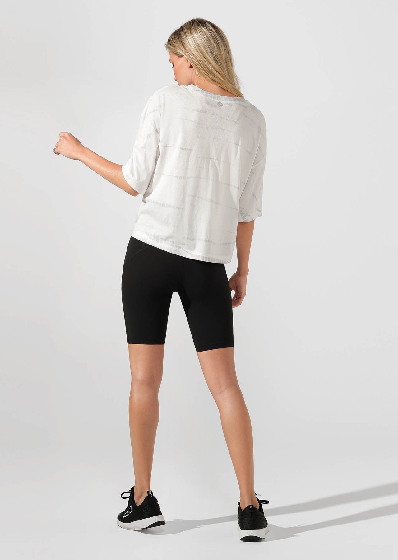 Lorna Jane LJ Tie Dye Cropped Tee - White Tie Dye