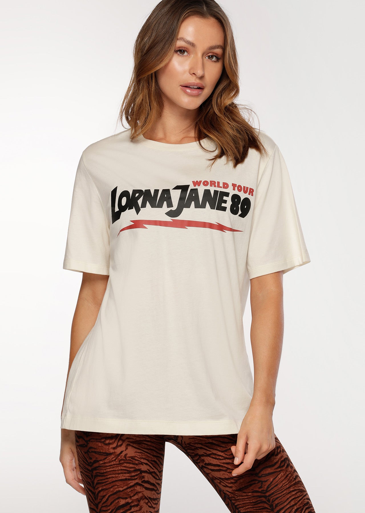 Lorna Jane LJ World Tour Oversized Tee - Cream