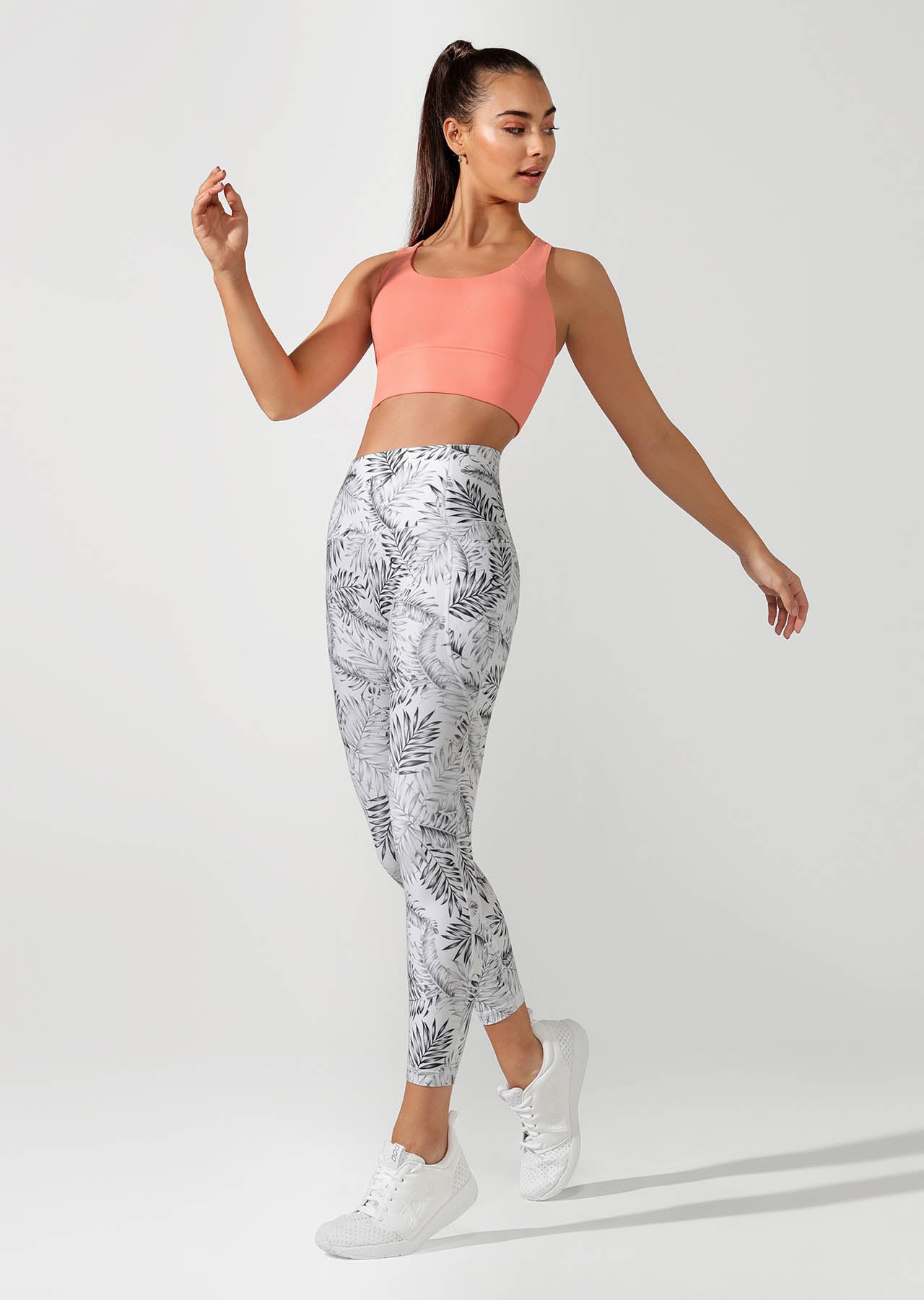 Lorna Jane Minimal Long Line Racer Sports Bra - Tangerine