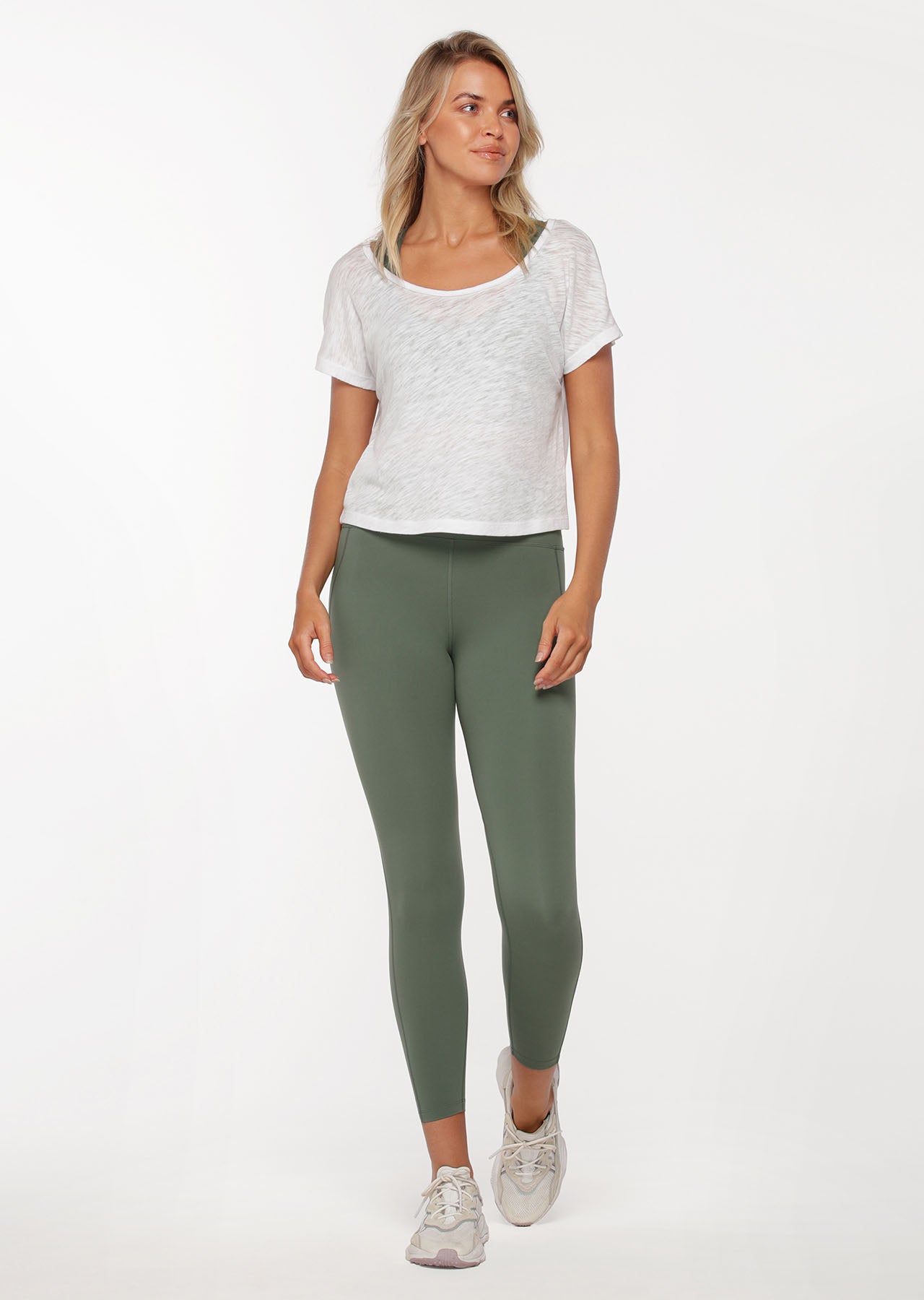 Lorna Jane Mist Cropped Short Sleeve Top - White