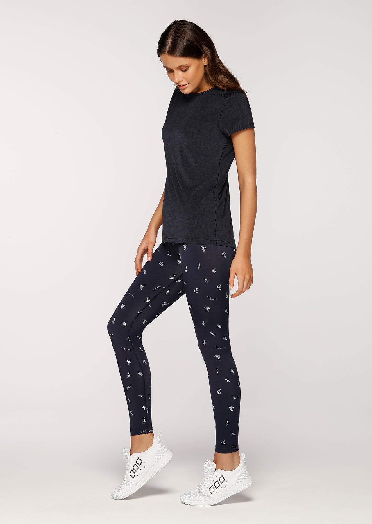 Lorna Jane Move Freely Active Tee - French Navy/Black Marl