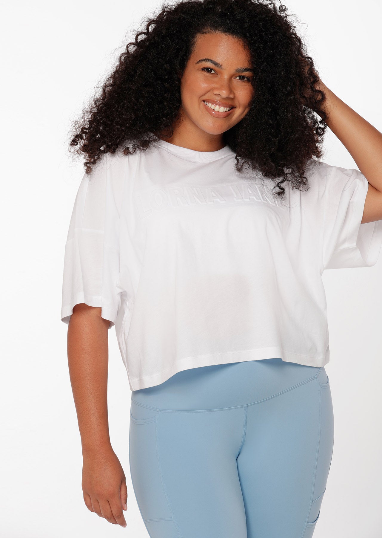 Lorna Jane Embossed Active Cropped Tee - White