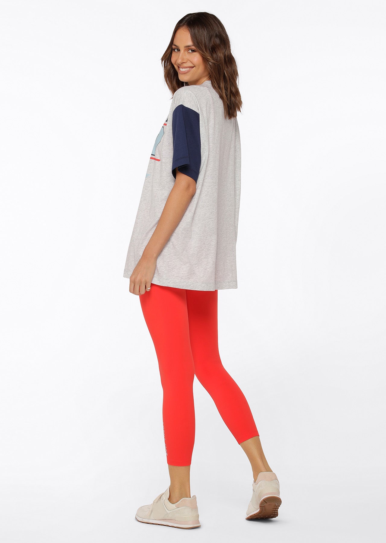 Lorna Jane Victory Oversized Tee - Light Grey Marl