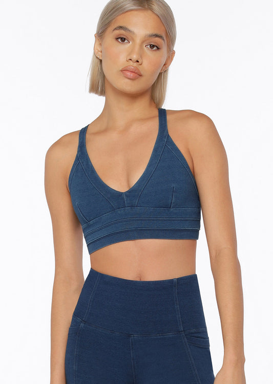 Lorna Jane Denim Diva Bra - Denim Blue