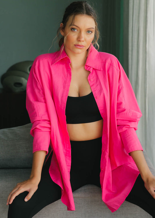 Lorna Jane Classic Oversized Shirt - Babin Pink