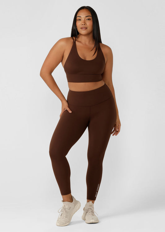 Lorna Jane Lotus No Chafe Ankle Biter Leggings - Espresso