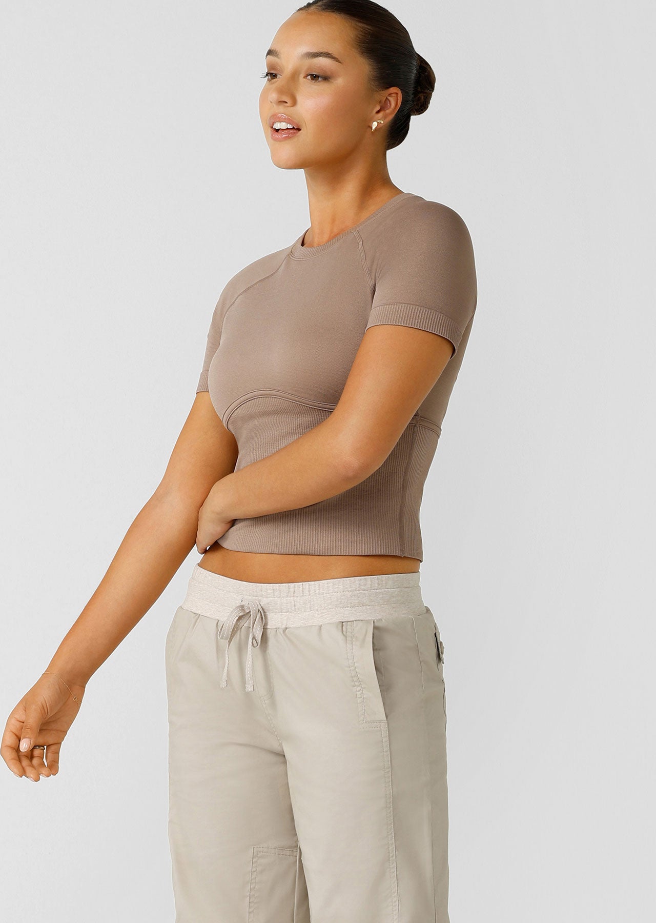 Lorna Jane Seamless Contour Short Sleeve Top - Bone