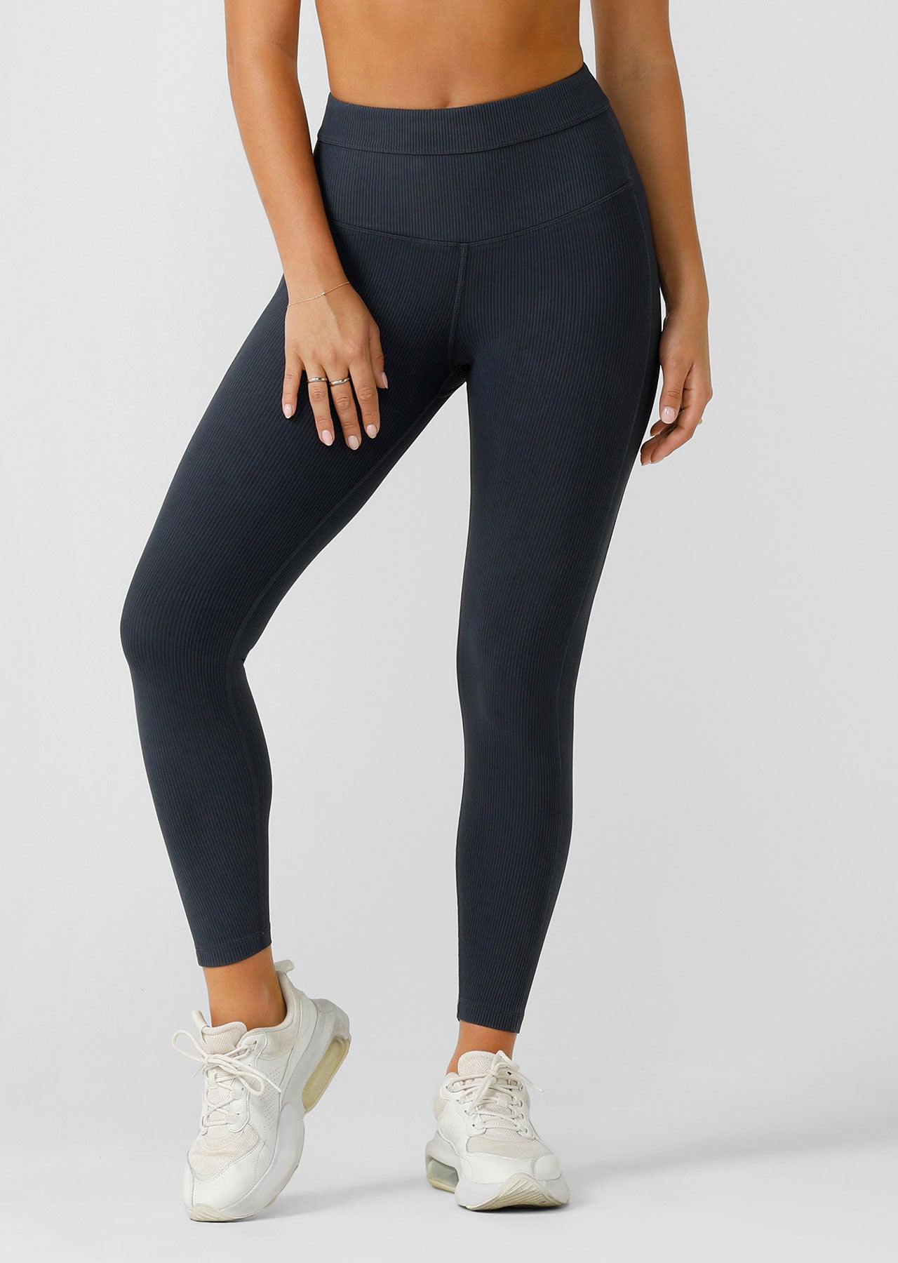 Lorna Jane Amplify Washed Rib Ankle Biter Leggings - Washed Black