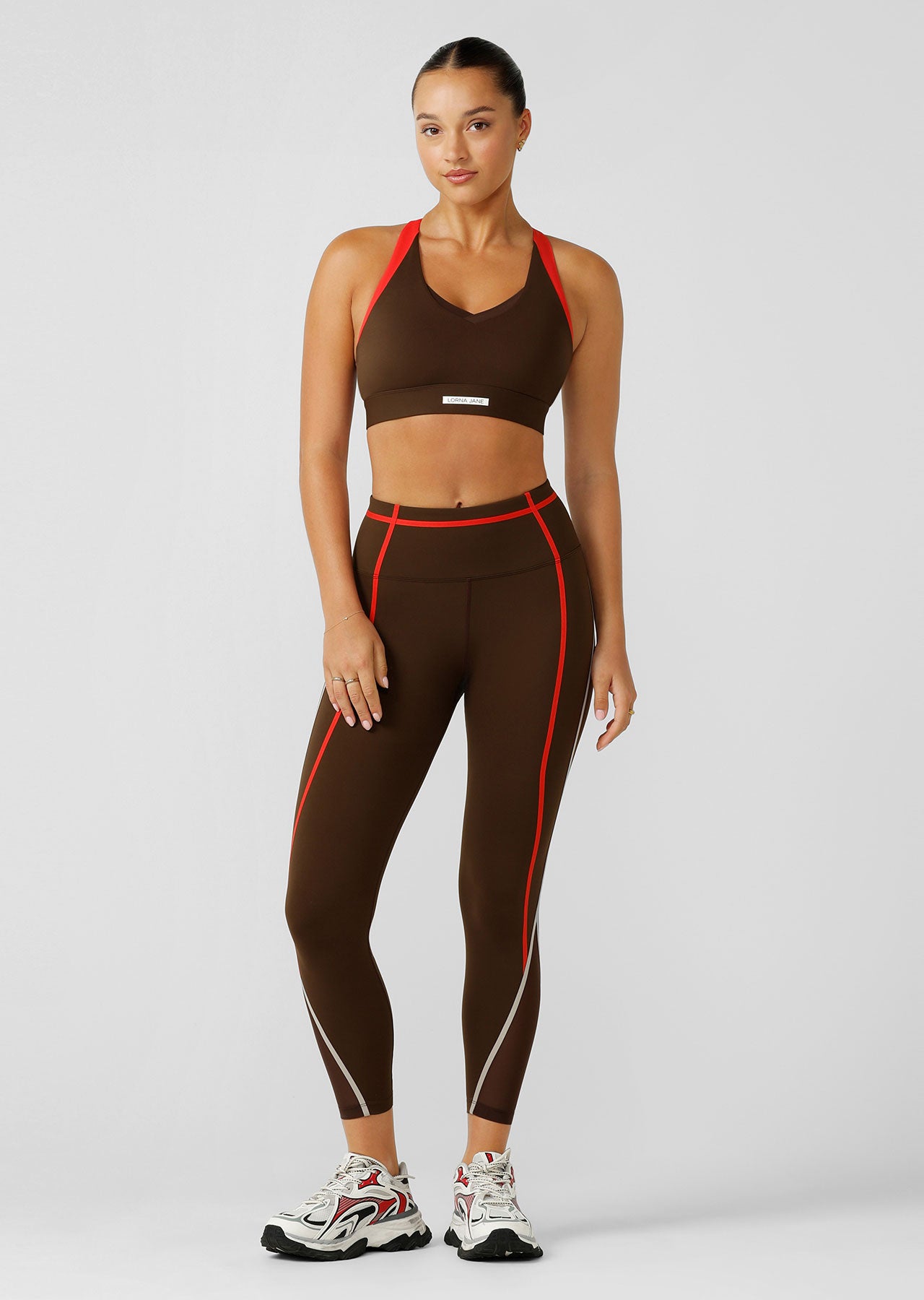 Lorna Jane Keep Your Cool Phone Pocket Ankle Biter Leggings - Espresso Multi