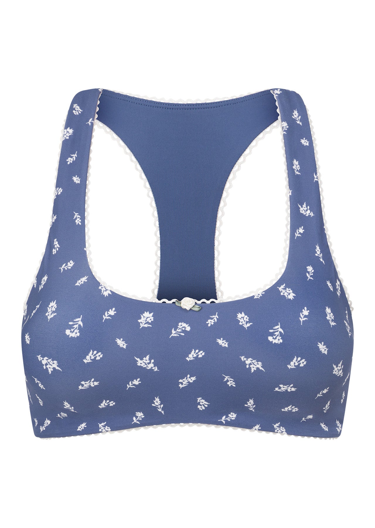 Lorna Jane Blue Fleur Racer Back Sports Bra - Blue Fleur Print