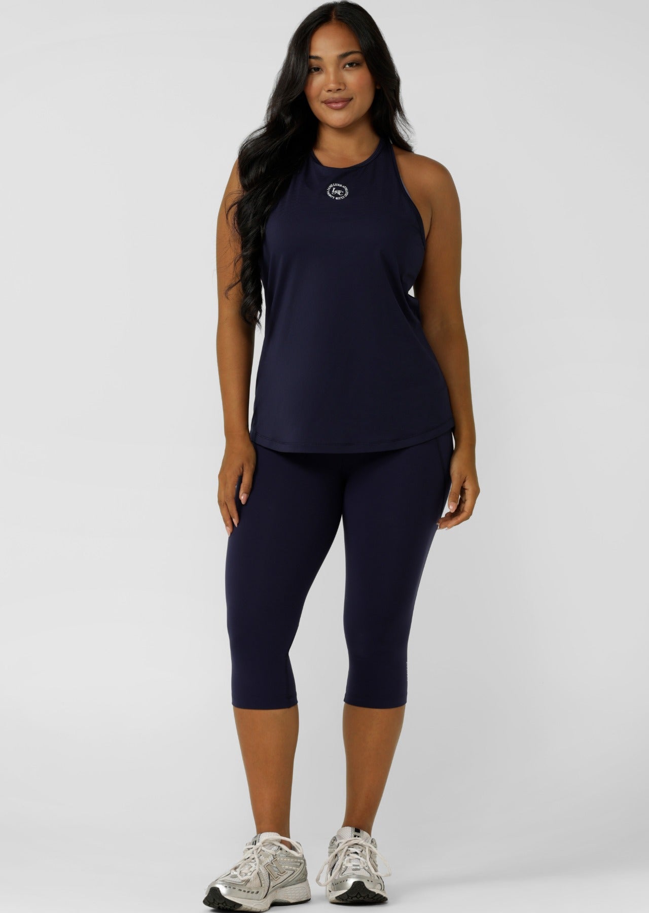 Lorna Jane Amy No Chafe Phone Pocket 3/4 Leggings - French Navy