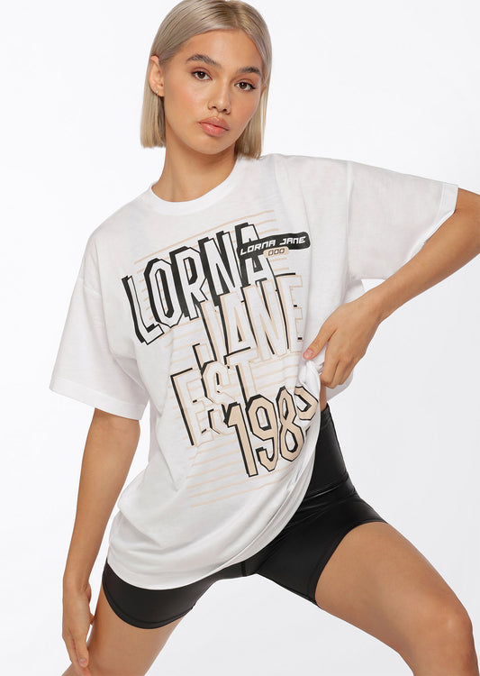 Lorna Jane LJ 1989 Oversized Tee - White