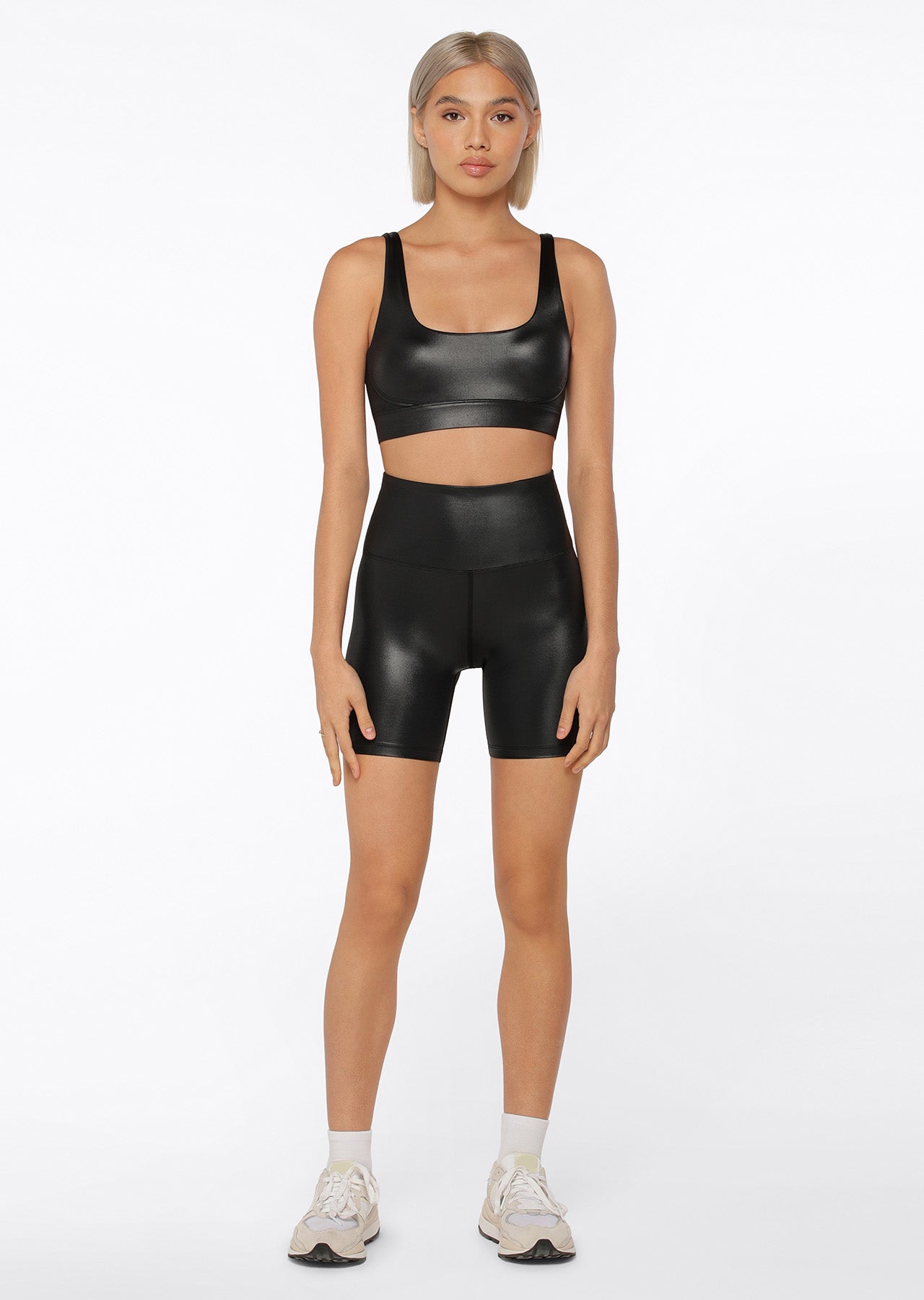 Lorna Jane Wet Look Bike Short - Black