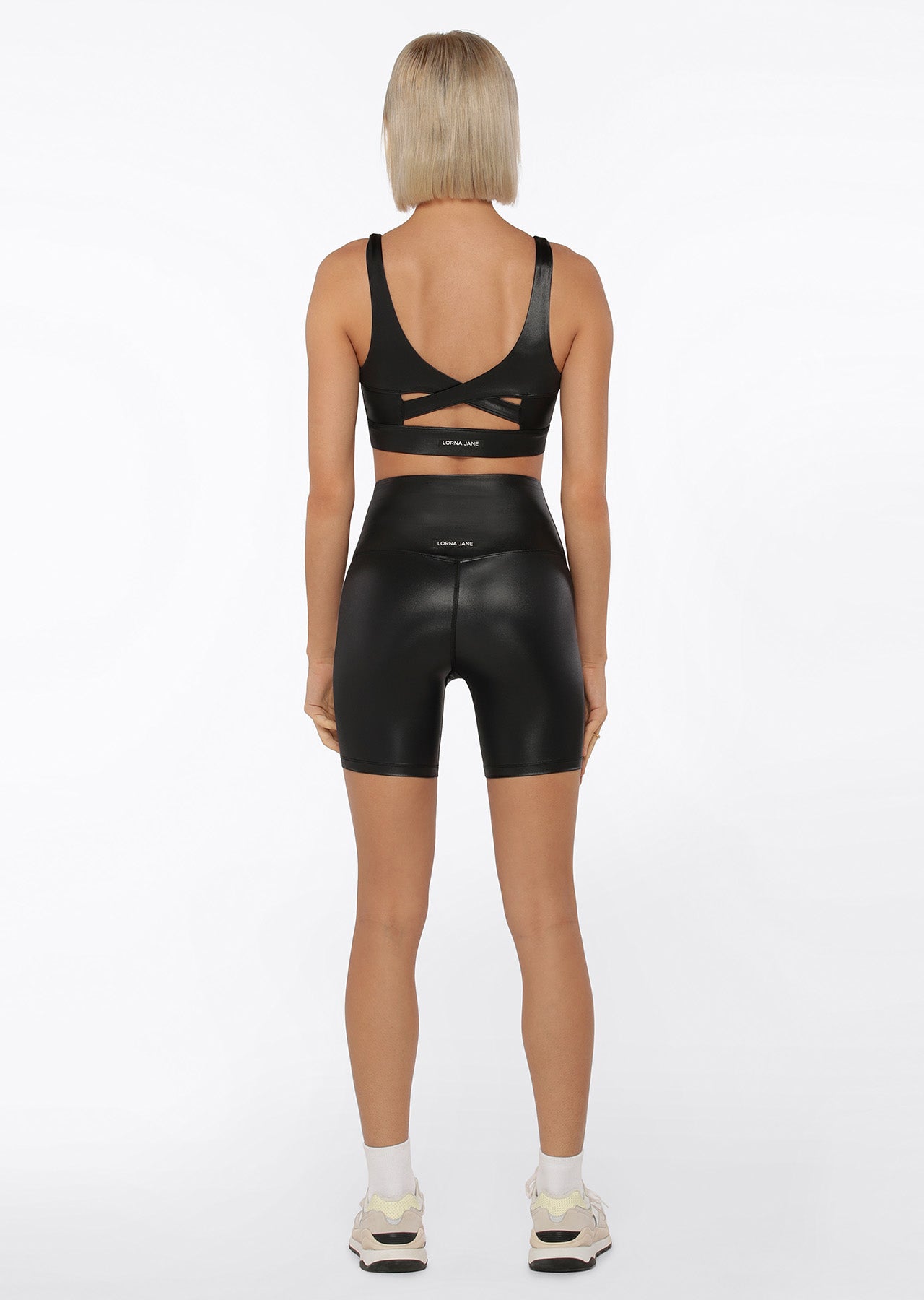 Lorna Jane Wet Look Bike Short - Black