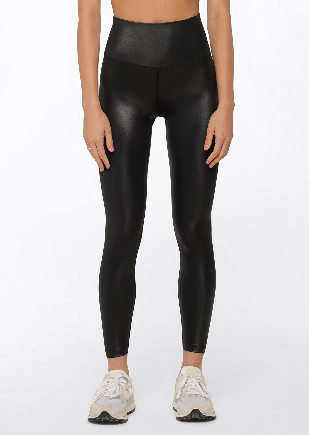 Lorna Jane Wet Look Ankle Biter Leggings - Black