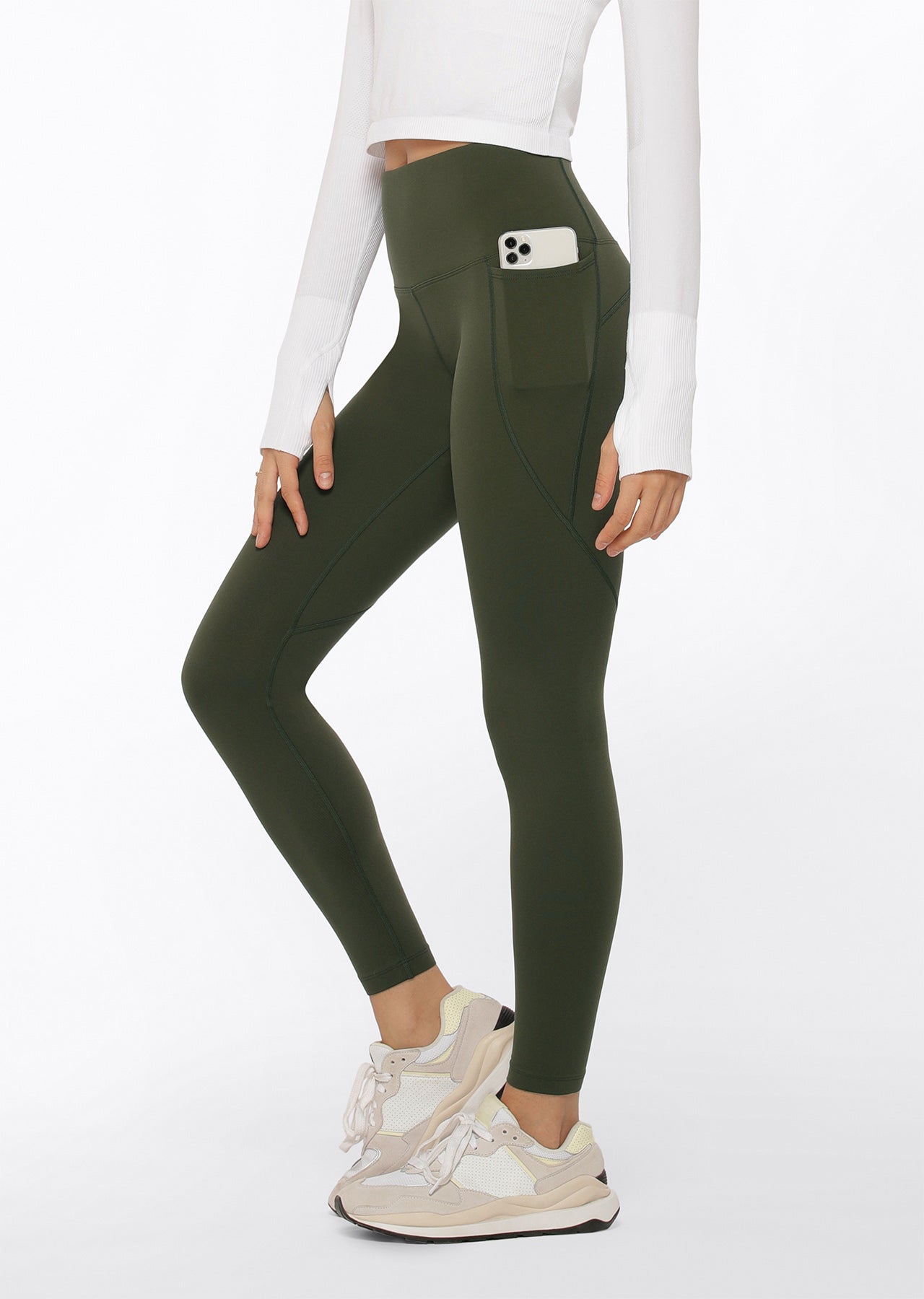 Lorna Jane Amy Winter Thermal Phone Pocket Tech Leggings - Luxury Green