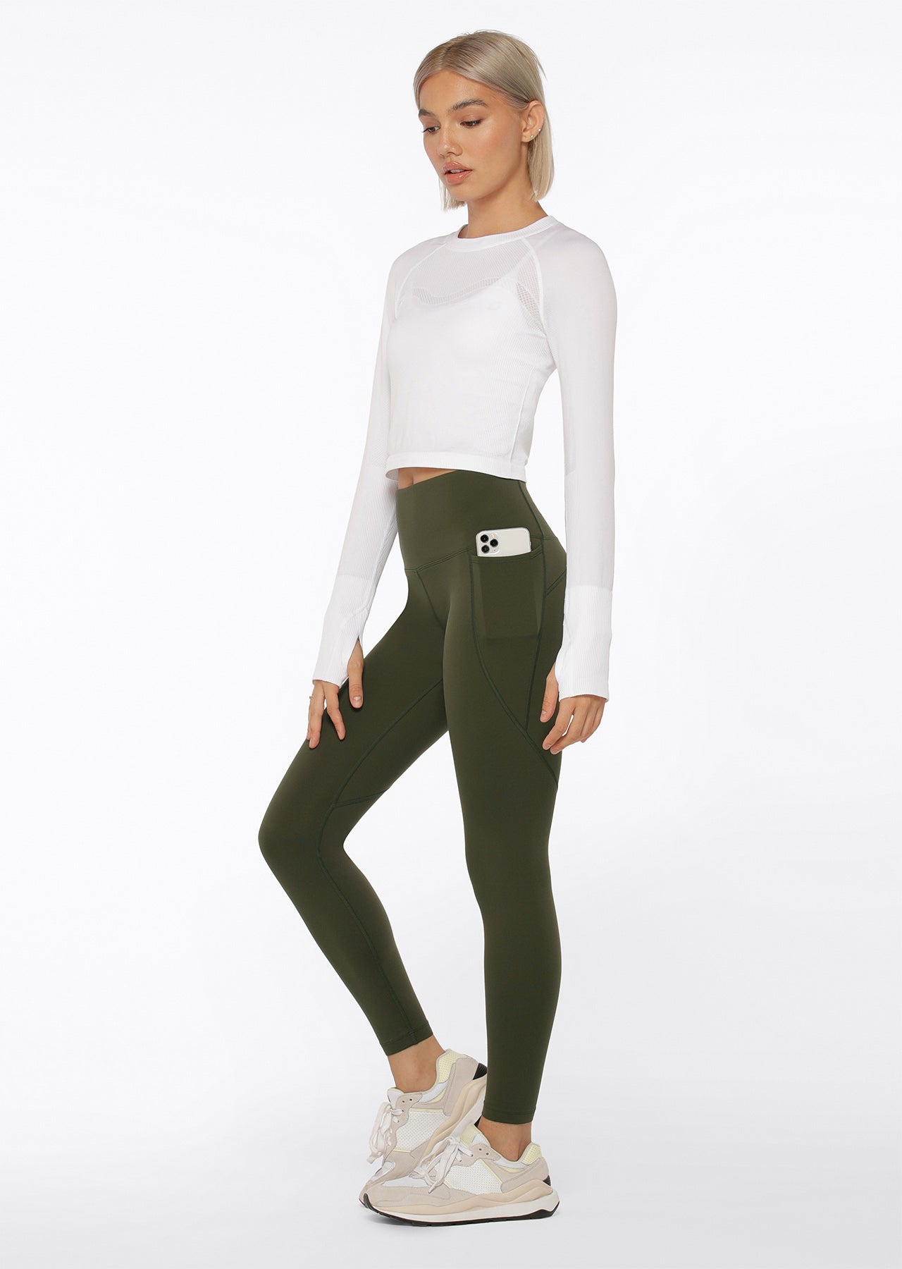 Lorna Jane Amy Winter Thermal Phone Pocket Tech Leggings - Luxury Green