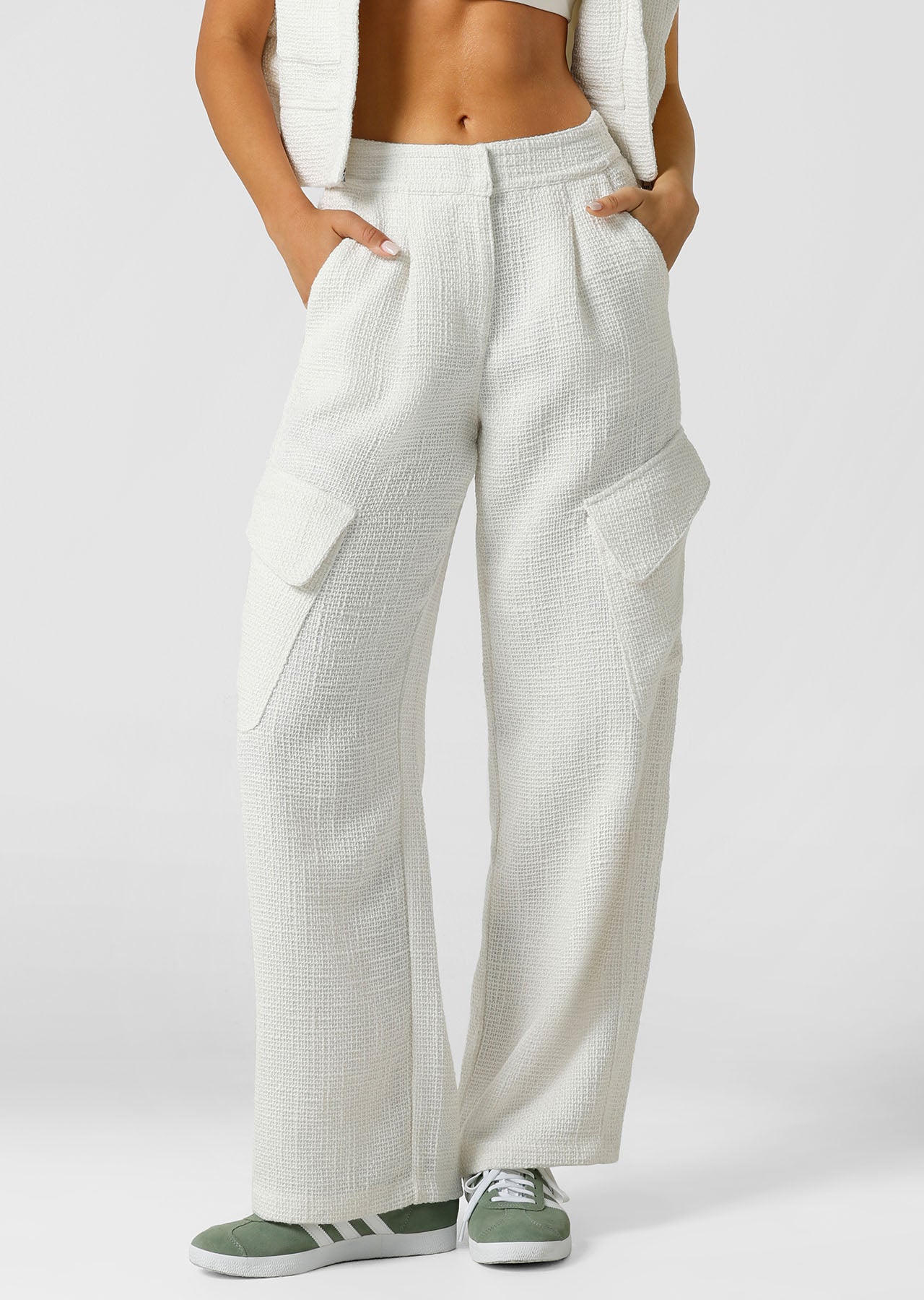 Lorna Jane Apres Sport Boucle Cargo Pant - Porcelain