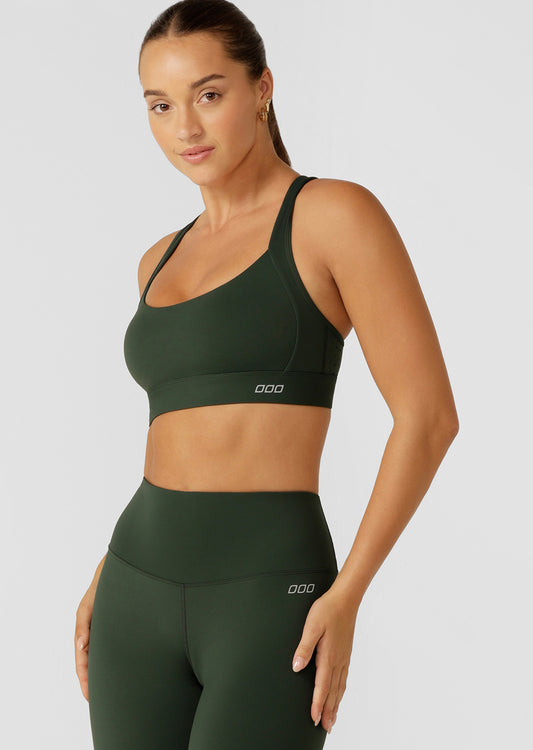 Lorna Jane Aero Fit High Support Sports Bra - Fig Green