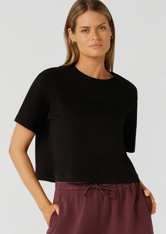 Lorna Jane Go-To Classic Crop T-shirt - Black