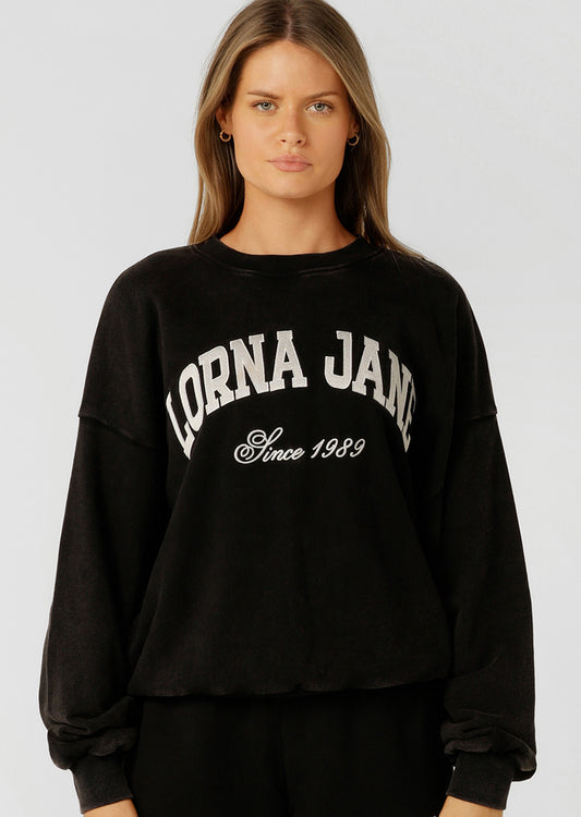 Lorna Jane New Sport Washed Sweatshirt - Washed Black