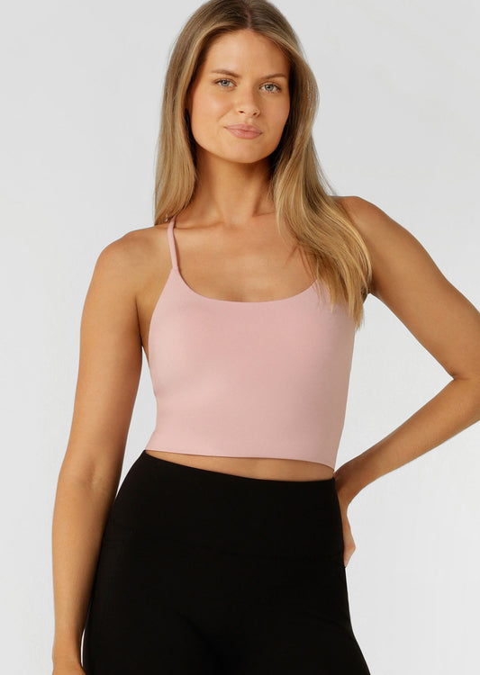 Lorna Jane Campus Classic Cropped Bra Tank Combo - Dusty Rose Marl