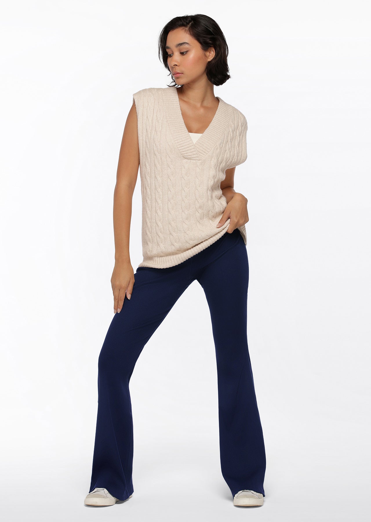 Lorna Jane Tee Up Knit Vest - Oat Marl