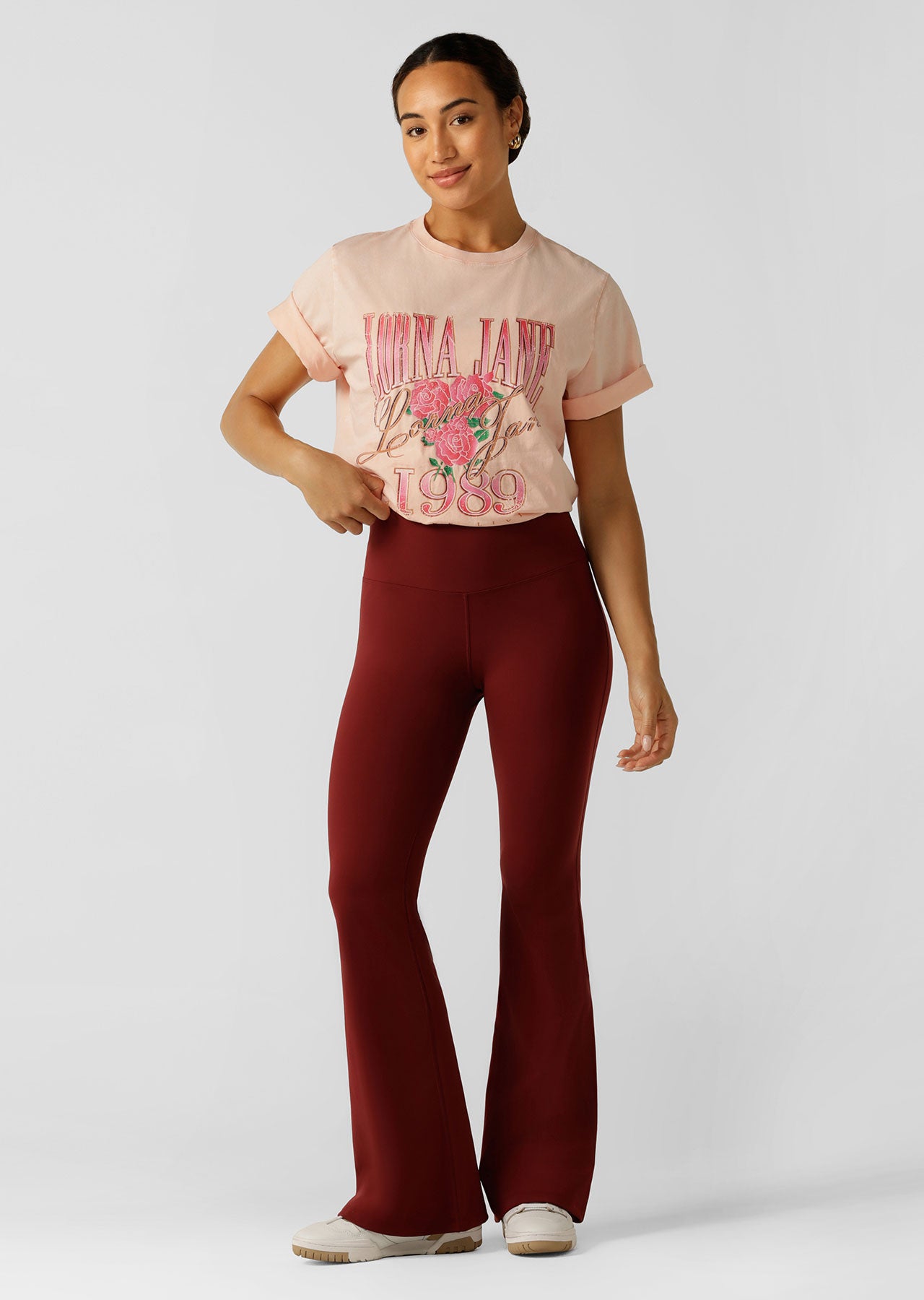 Lorna Jane Vintage Rose Relaxed Tee - Washed Sunkissed Peach