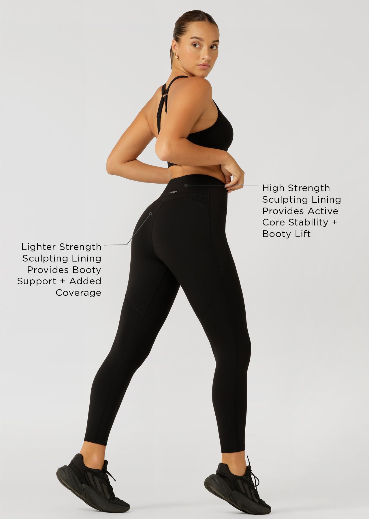 Lorna Jane Booty Lift and Support Pocket Ankle Biter Leggings - Black