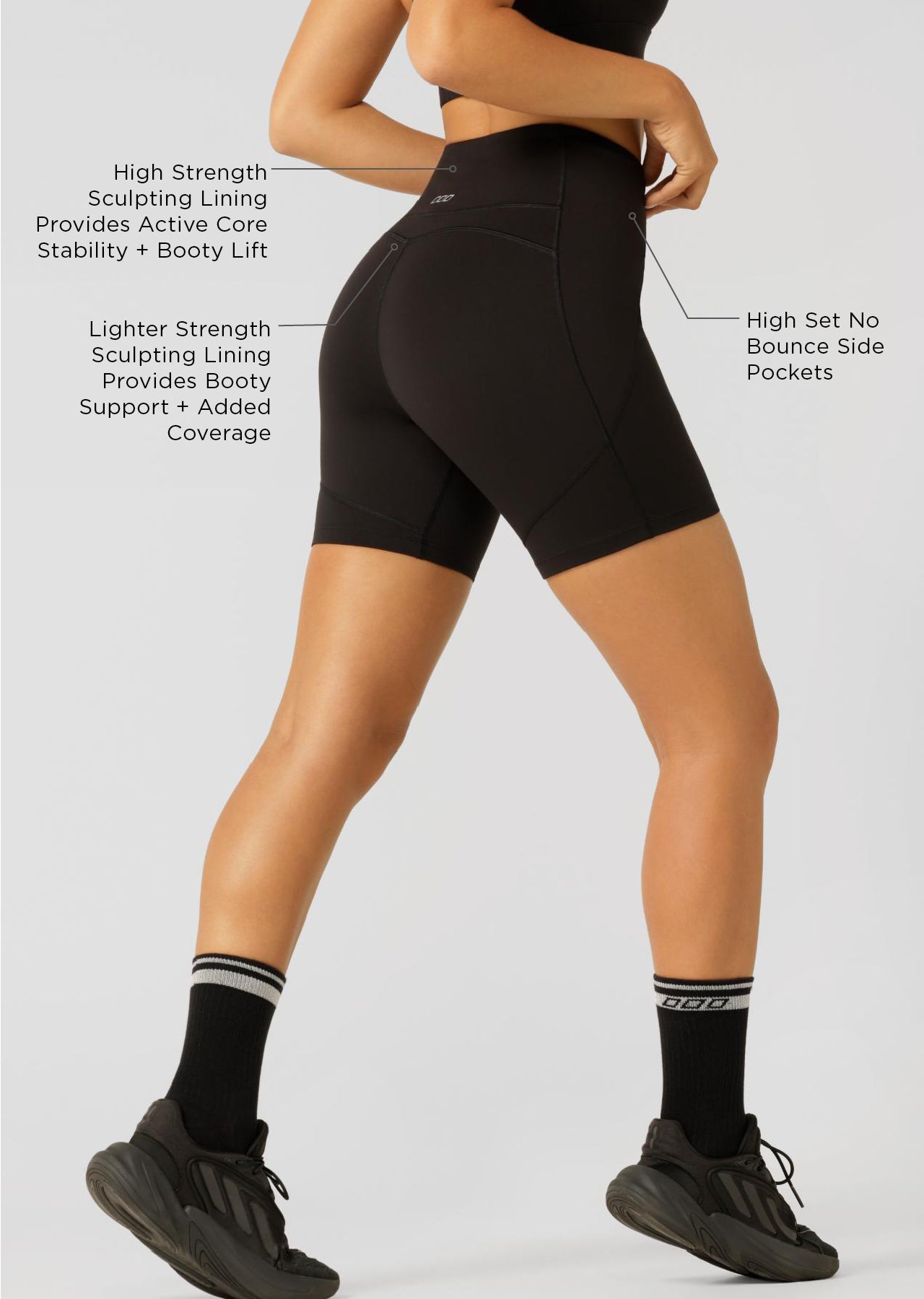 Lorna Jane Booty Lift And Support 16cm Bike Short - Black