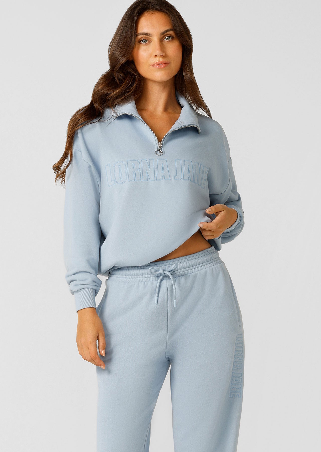 Lorna Jane Iconic Quarter Zip Sweat - Glacier Blue