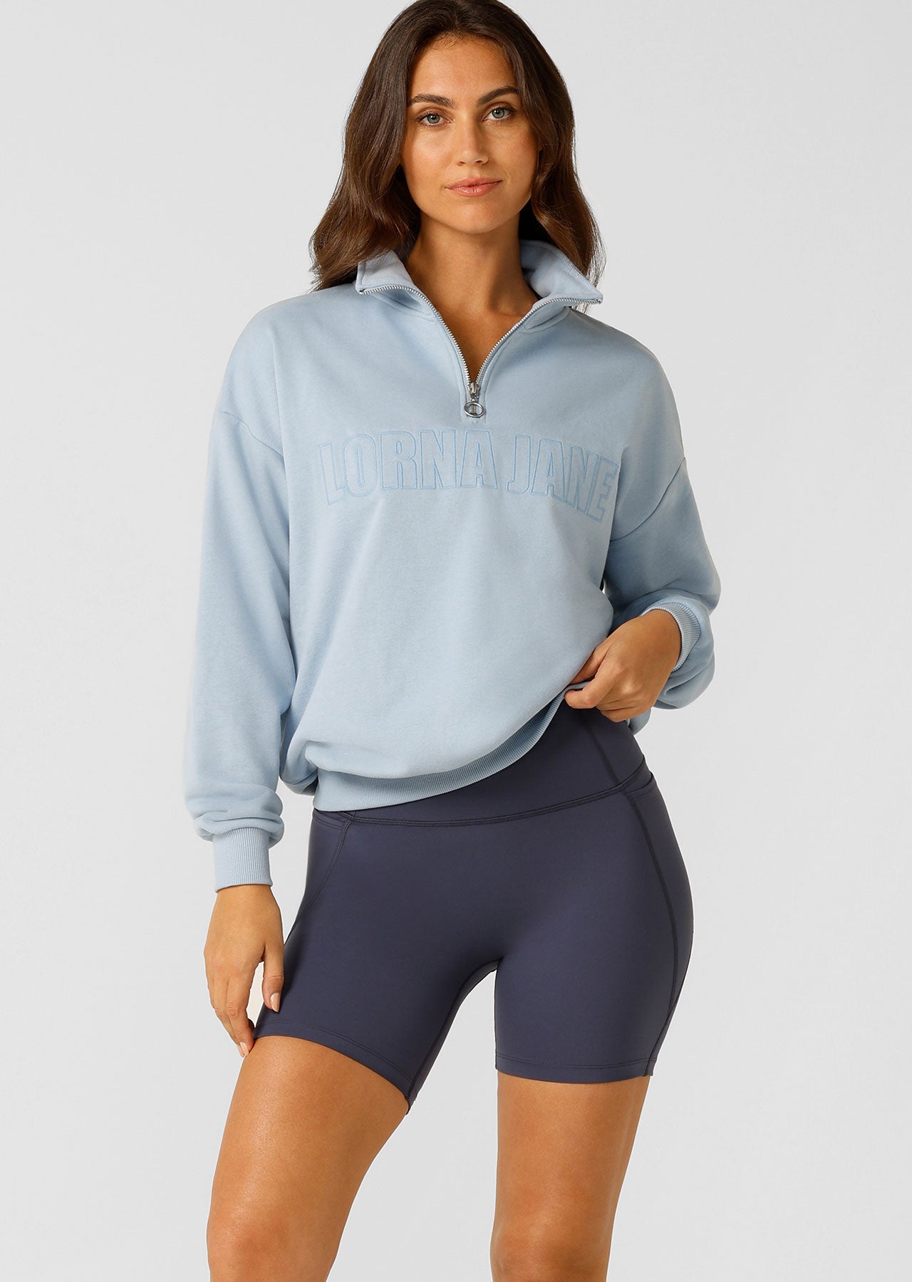 Lorna Jane Iconic Quarter Zip Sweat - Glacier Blue