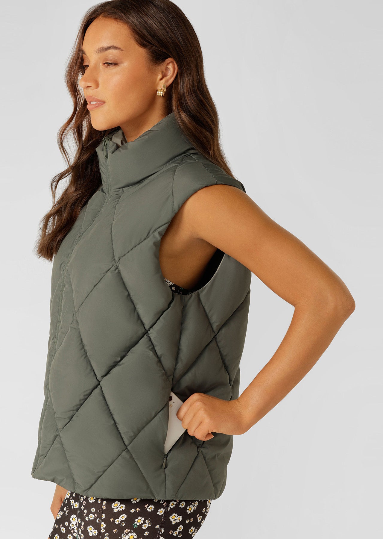 Lorna Jane Winter Warmth Reversible Puffer Vest - Agave Green