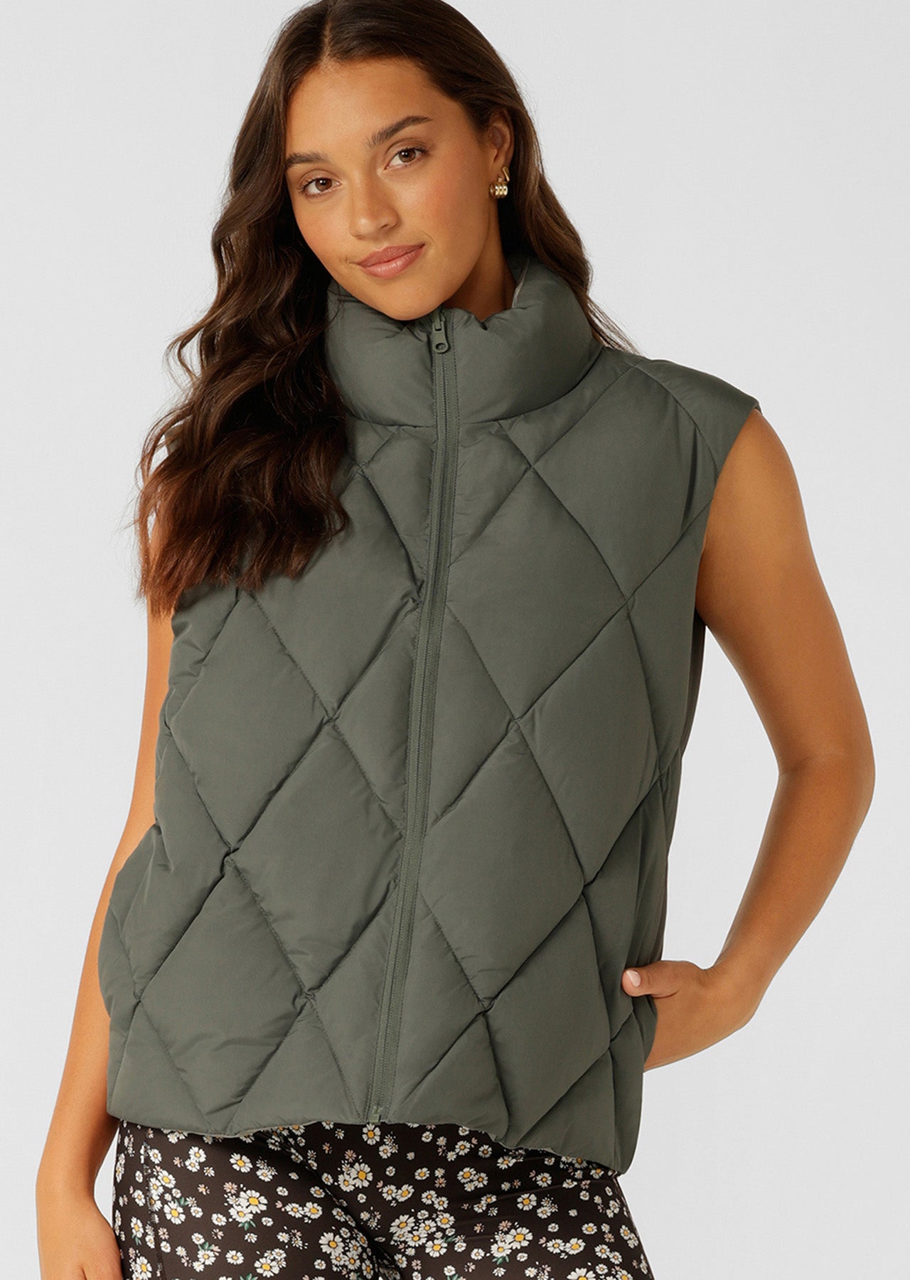 Lorna Jane Winter Warmth Reversible Puffer Vest - Agave Green