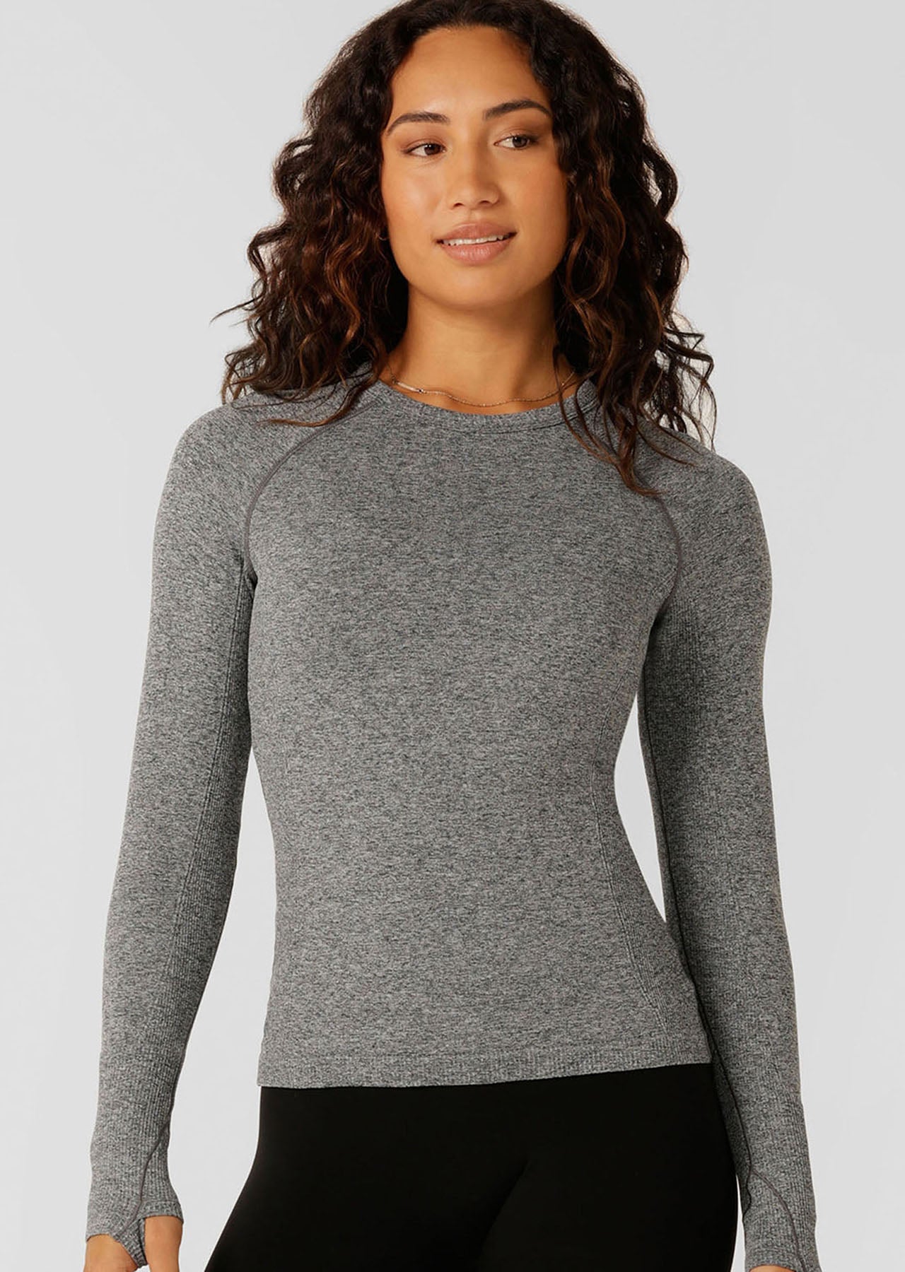 Lorna Jane Tempo Seamless Long Sleeve Top - Charcoal Marl