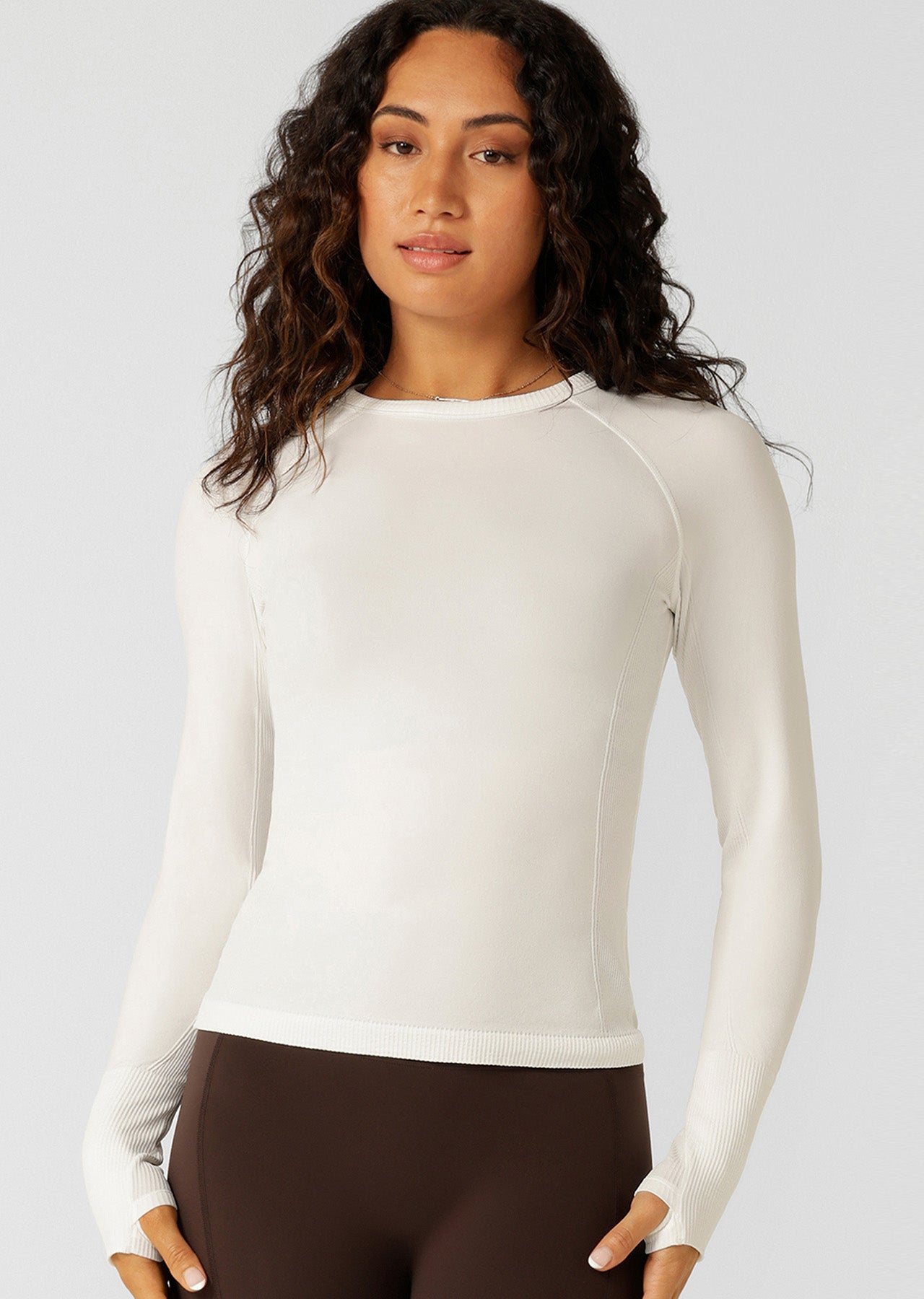 Lorna Jane Tempo Seamless Long Sleeve Top - Porcelain