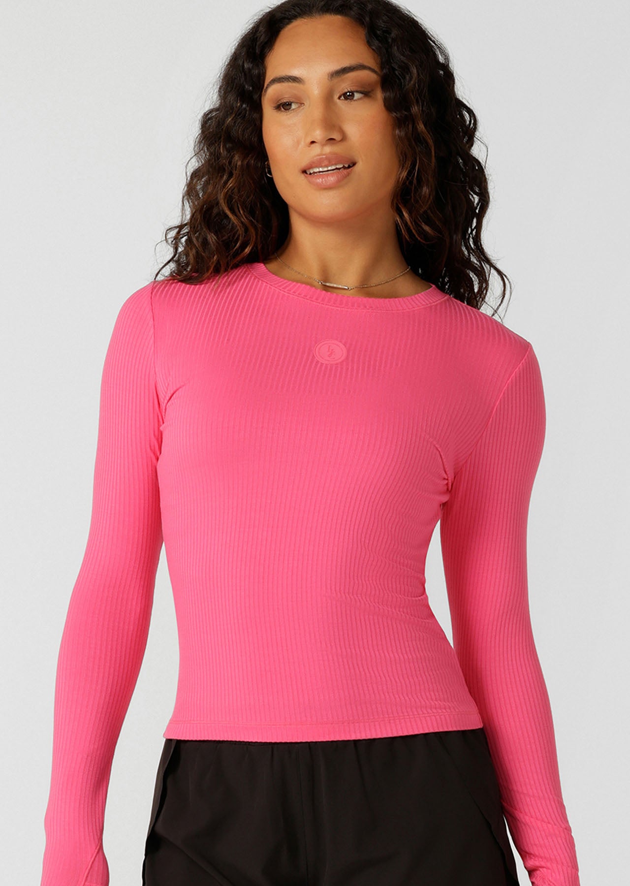 Lorna Jane Movement Long Sleeve Rib Top - Babin Pink