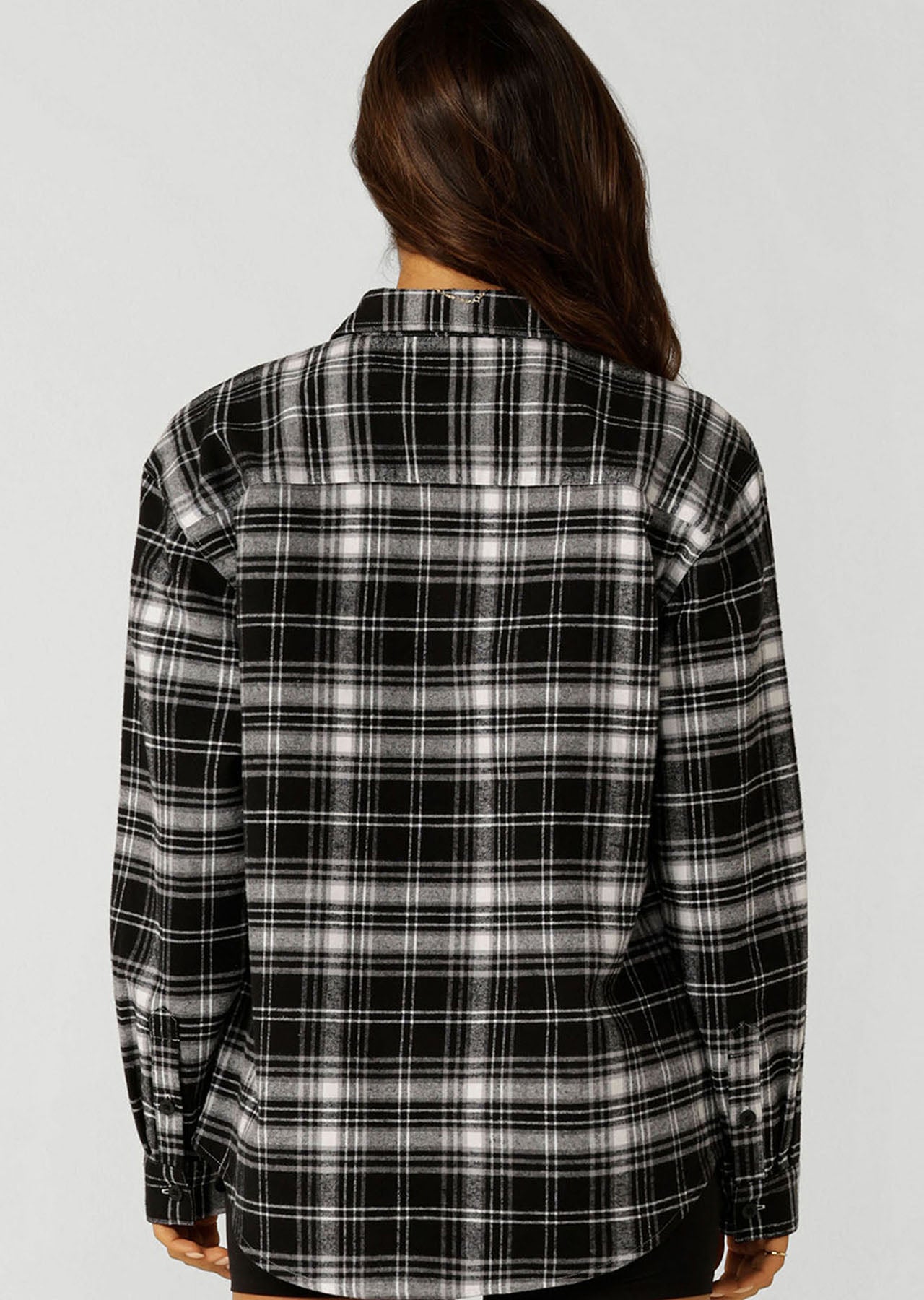 Lorna Jane Weekend Away Flannel Shirt - Black Check