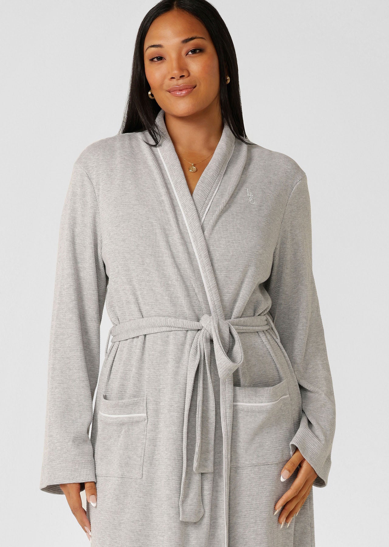 Lorna Jane Waffle Rest And Recover Robe - Grey Marl