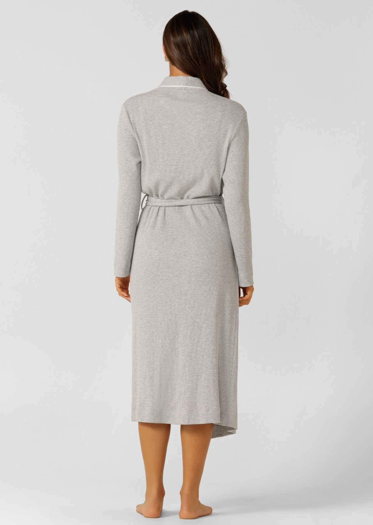 Lorna Jane Waffle Rest And Recover Robe - Grey Marl