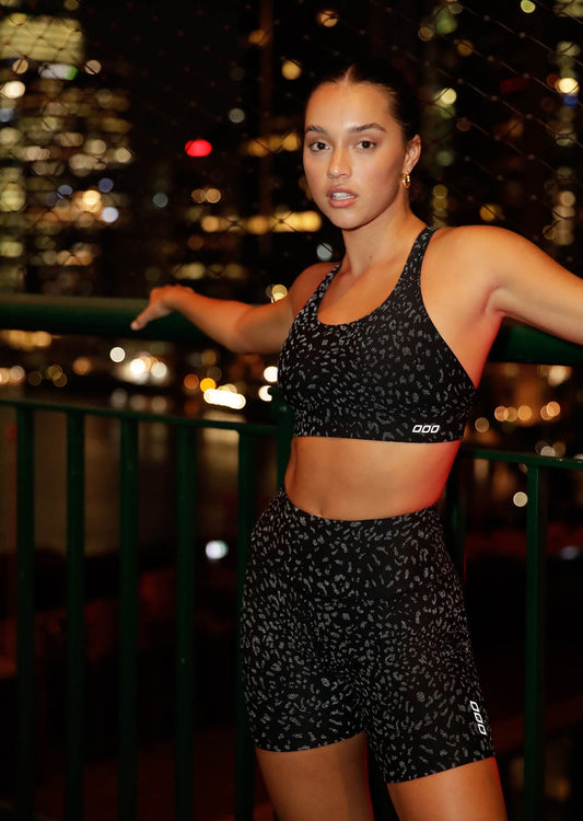Lorna Jane Reflective Night Cat Sports Bra - Reflective Night Cat Print