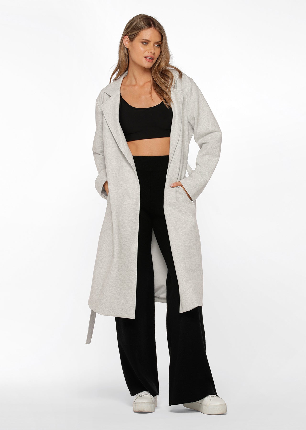 Lorna Jane Athleisure Oversized Coat - Pastel Grey Marl